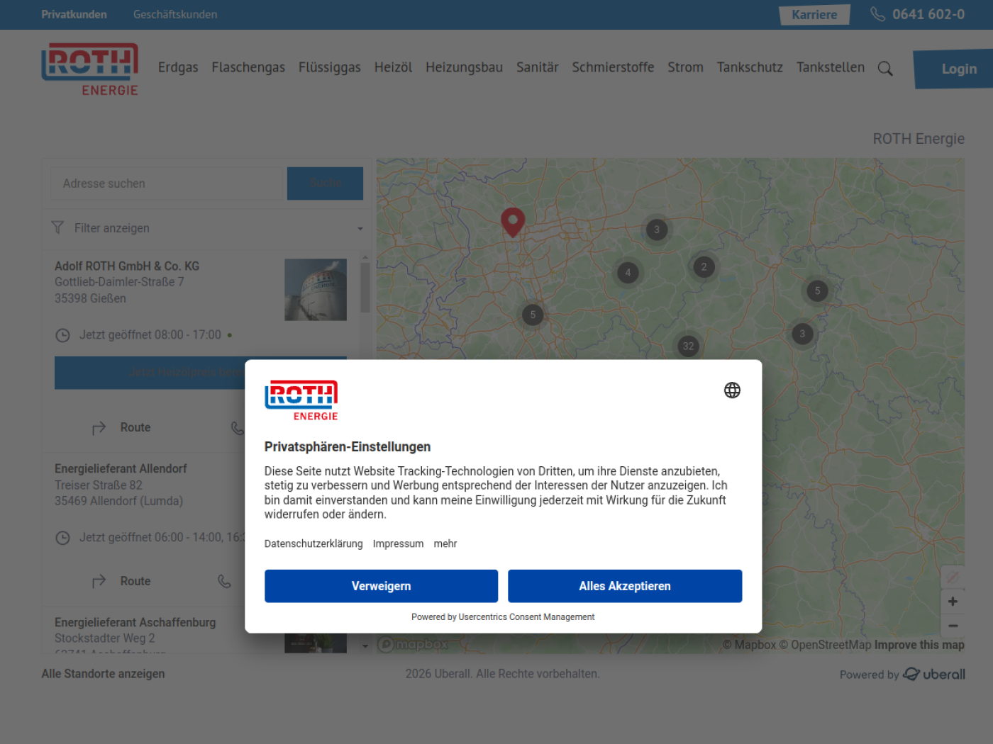 Website-Screenshot von Roth Energie