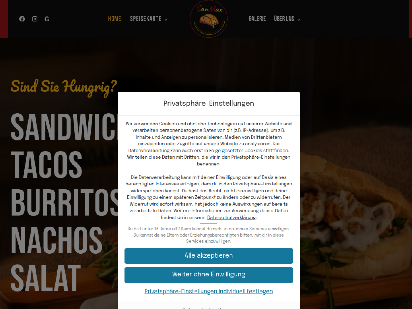 Website-Screenshot von SanMax