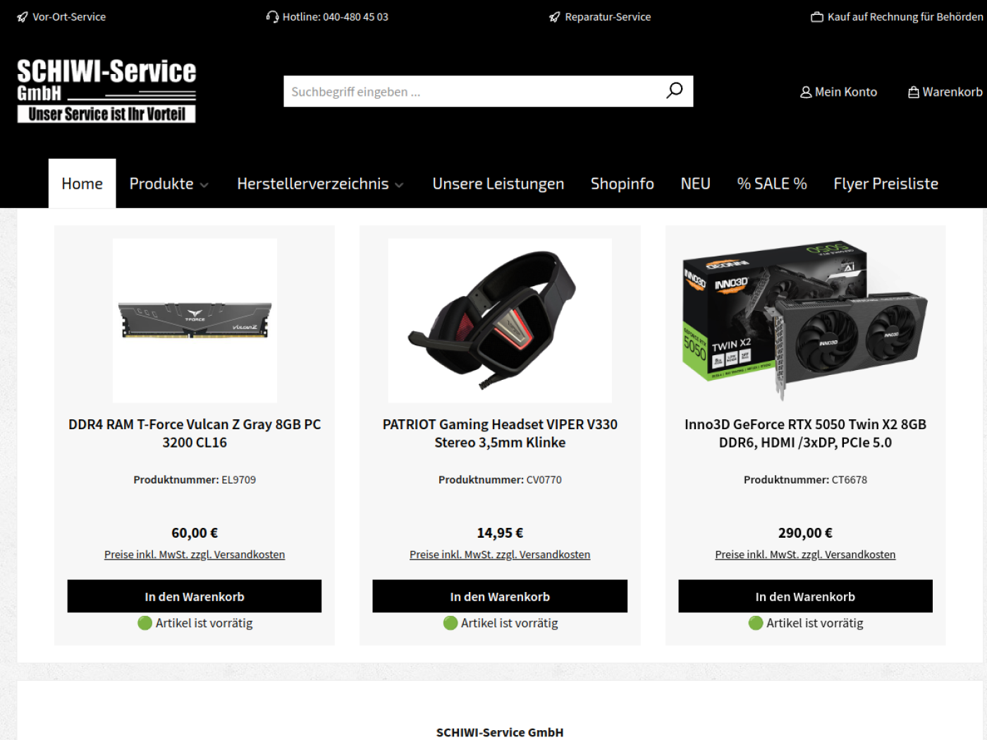 Website-Screenshot von Schiwi