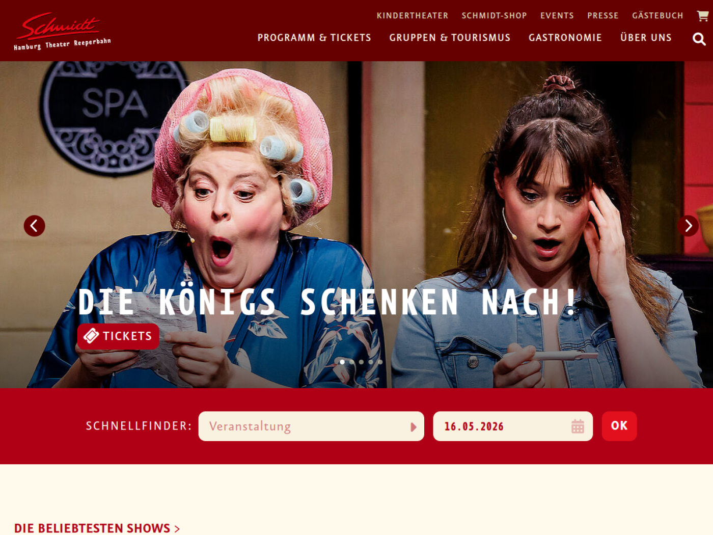 Website-Screenshot von Schmidts TIVOLI
