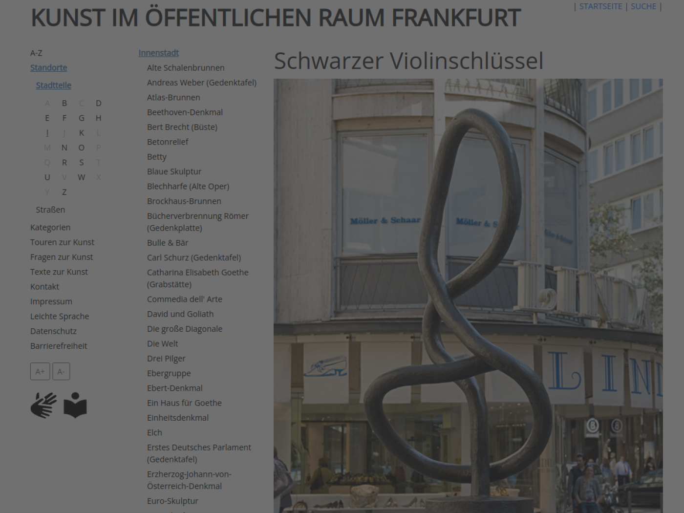 Website-Screenshot von Schwarzer Violinschlüssel