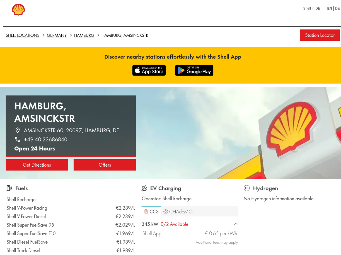 Website-Screenshot von Shell