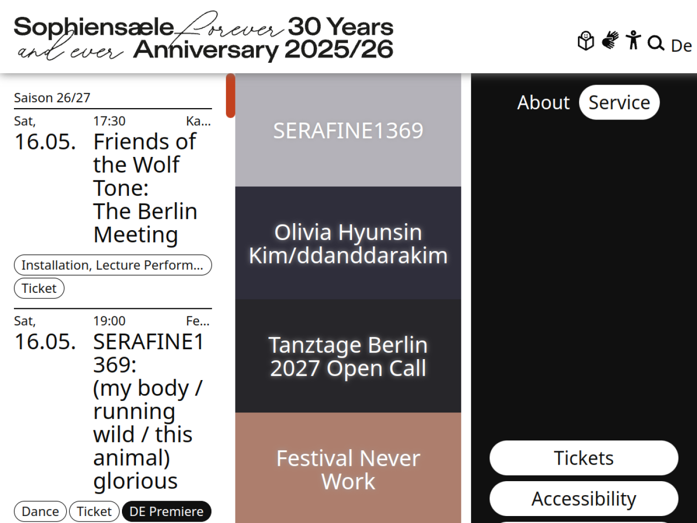 Website-Screenshot von Sophiensæle