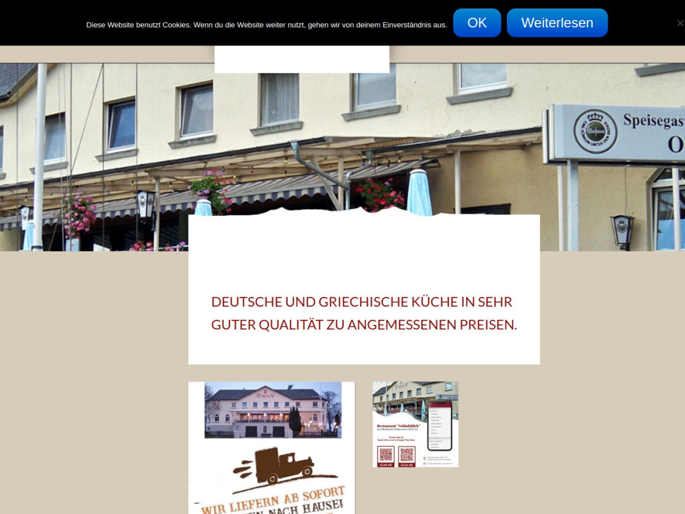 Website-Screenshot von Speisegaststätte Schlossblick