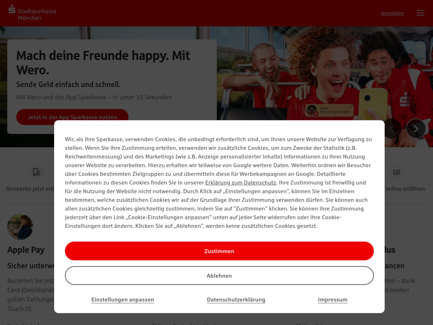 Website-Screenshot von Stadtsparkasse München