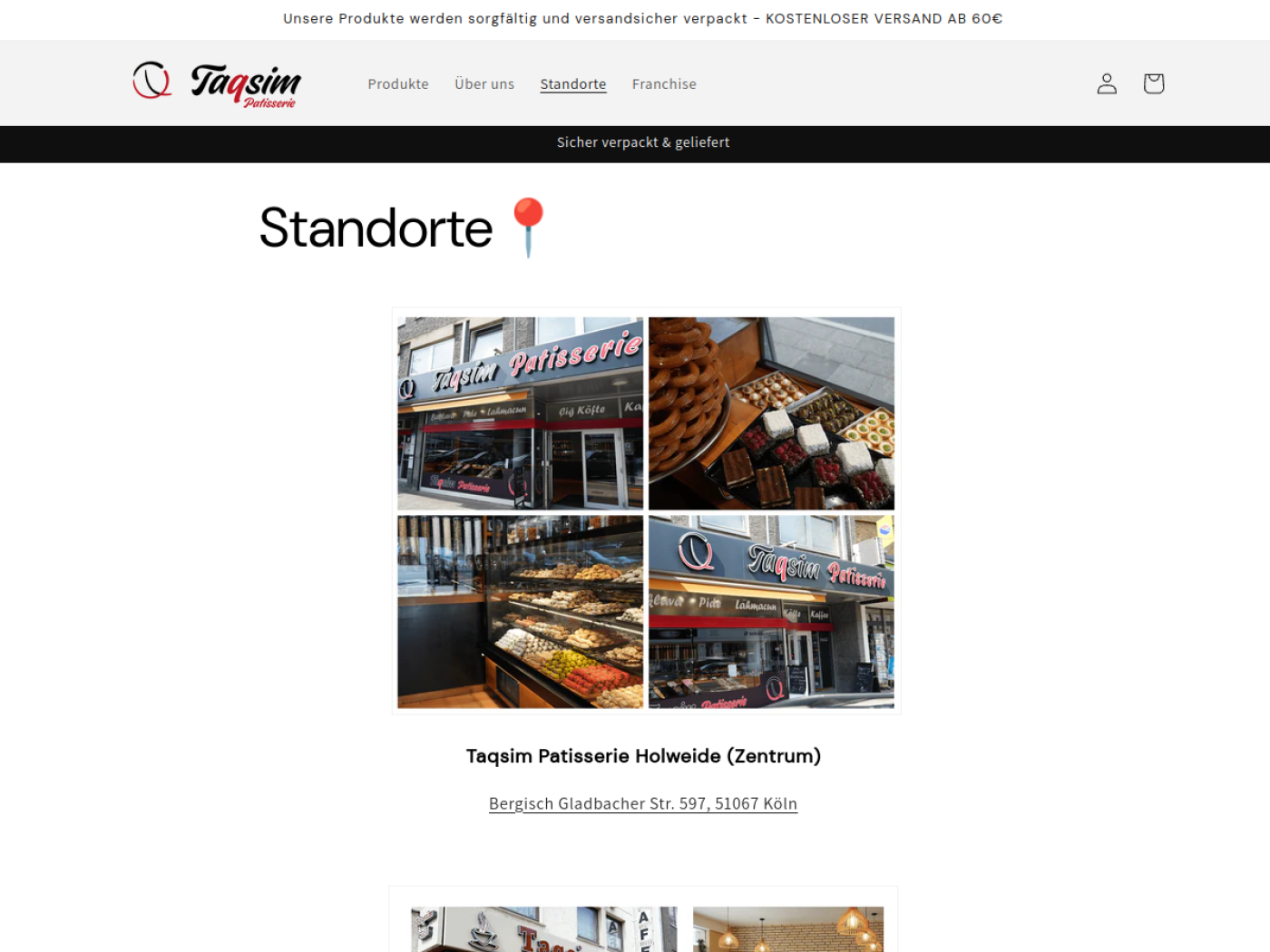 Website-Screenshot von Taqsim Patisserie