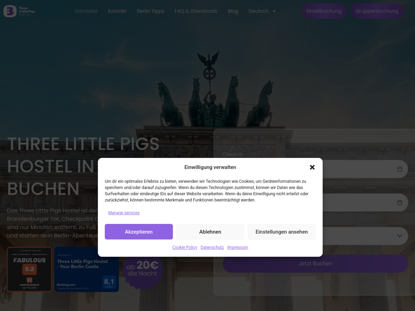 Website-Screenshot von Three Little Pigs