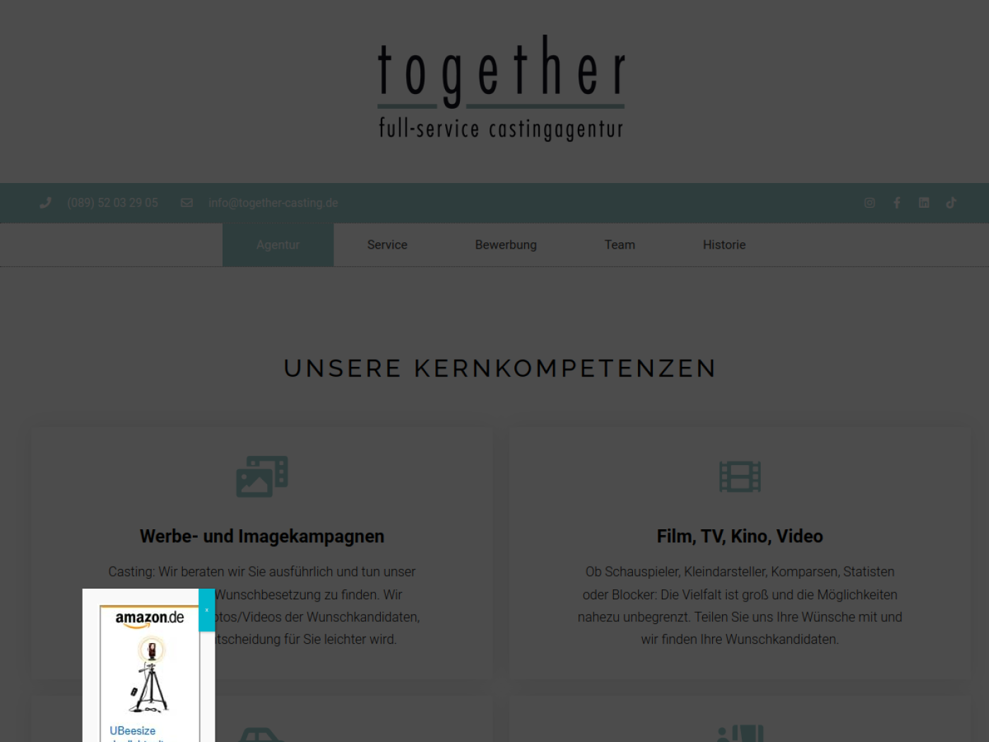 Website-Screenshot von together full-service castingagentur