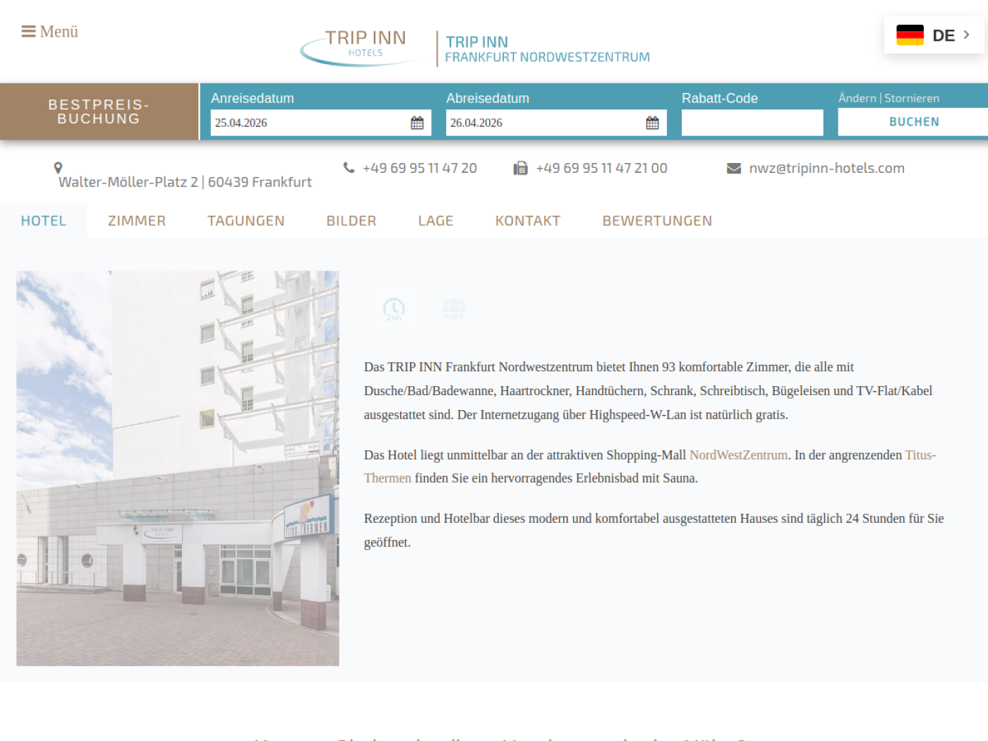 Website-Screenshot von Trip Inn Frankfurt Nordwestzentrum