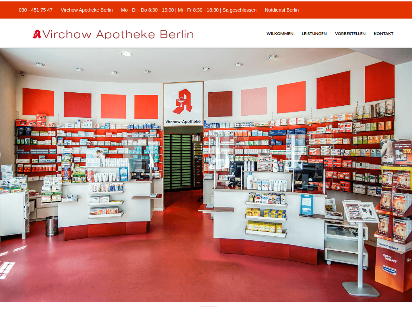 Website-Screenshot von Virchow Apotheke
