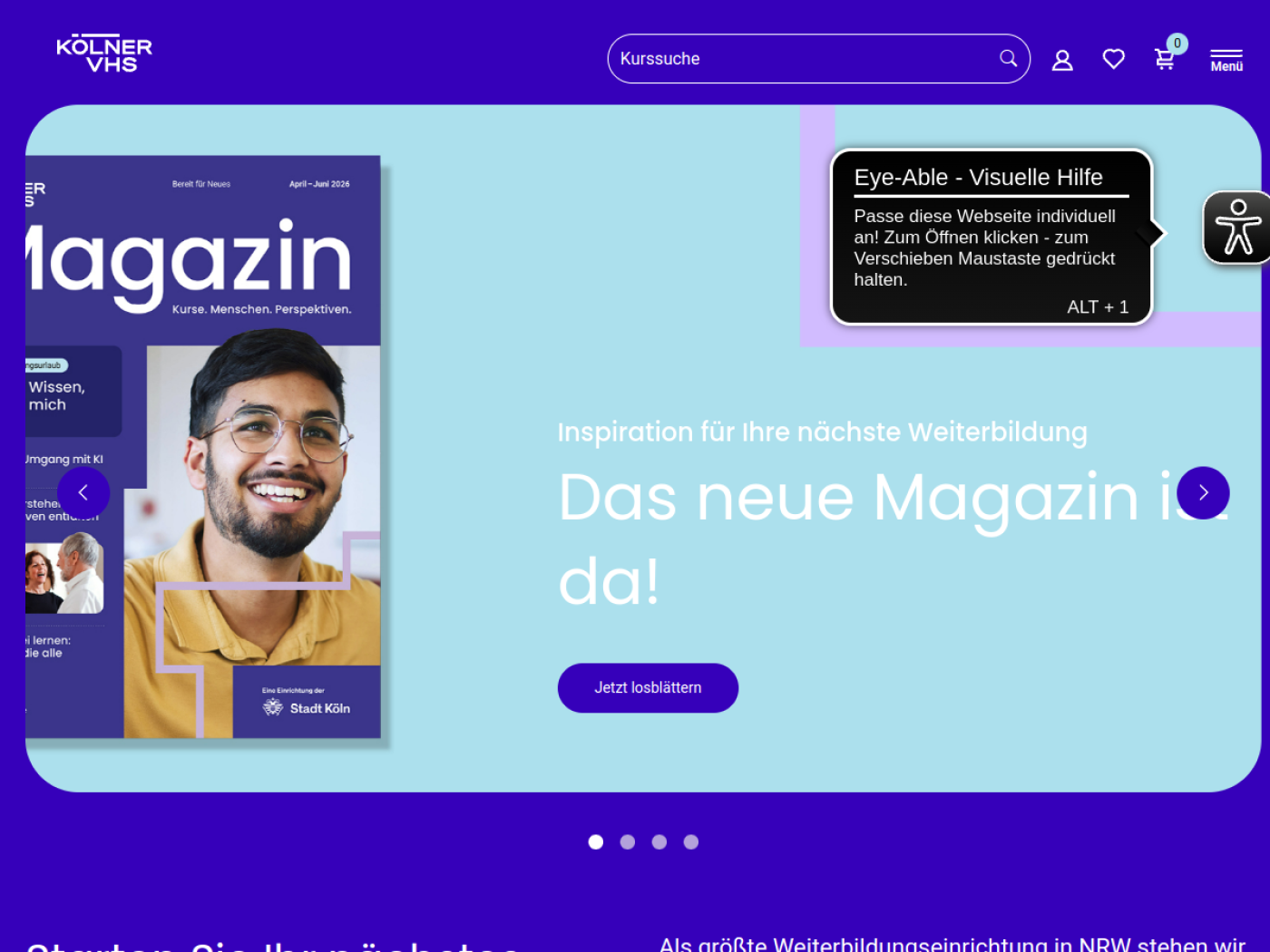Website-Screenshot von Volkshochschule