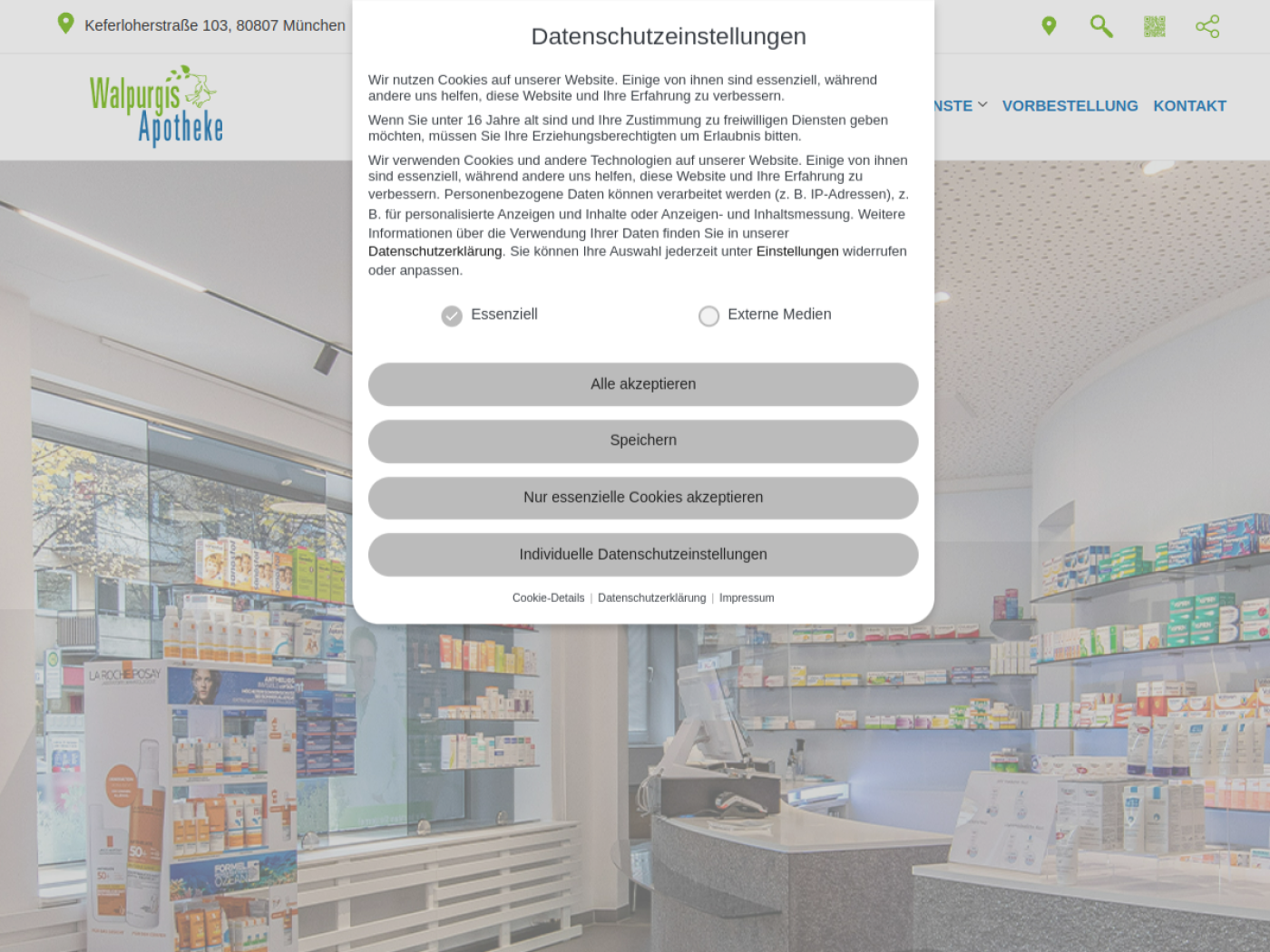 Website-Screenshot von Walpurgis-Apotheke