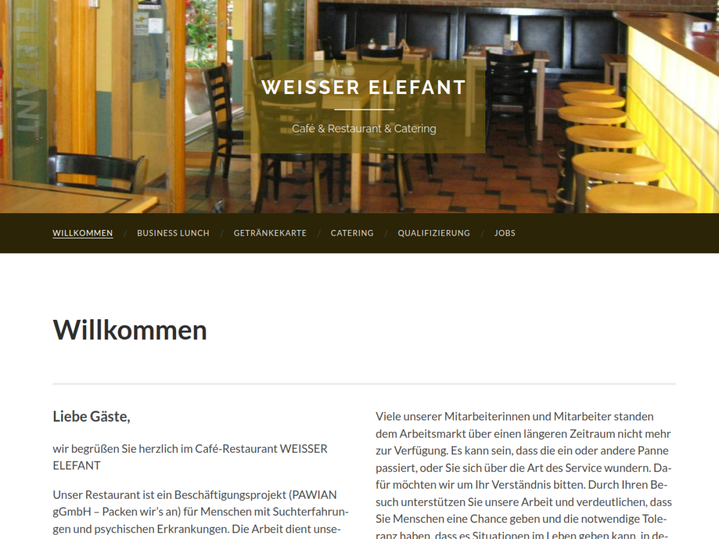 Website-Screenshot von Weisser Elefant