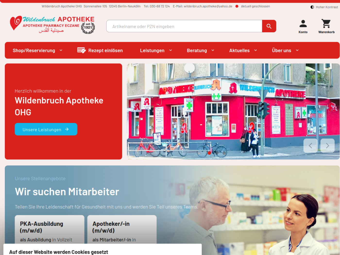 Website-Screenshot von Wildenbruch Apotheke