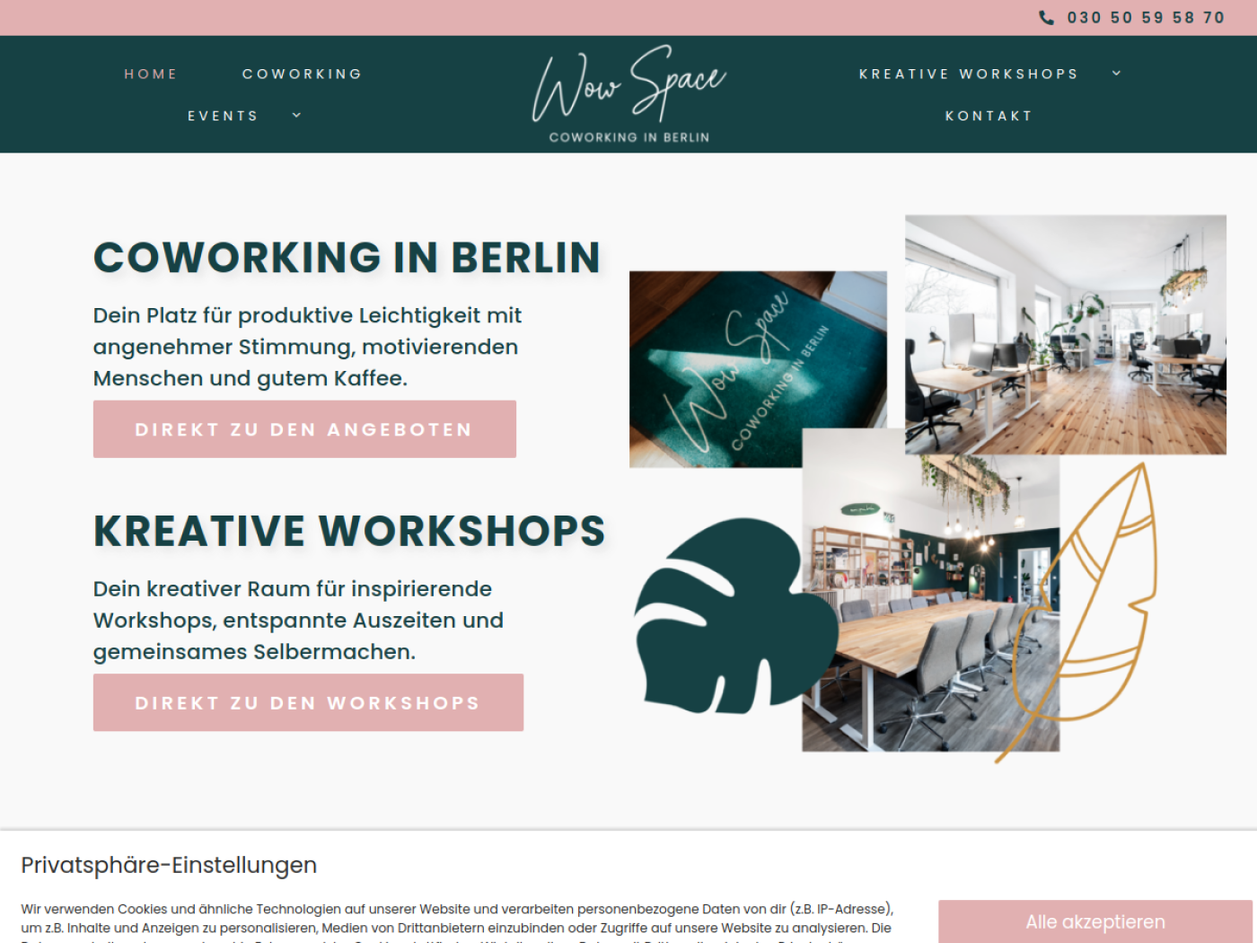 Website-Screenshot von ,Wow Space | Coworking in Berlin