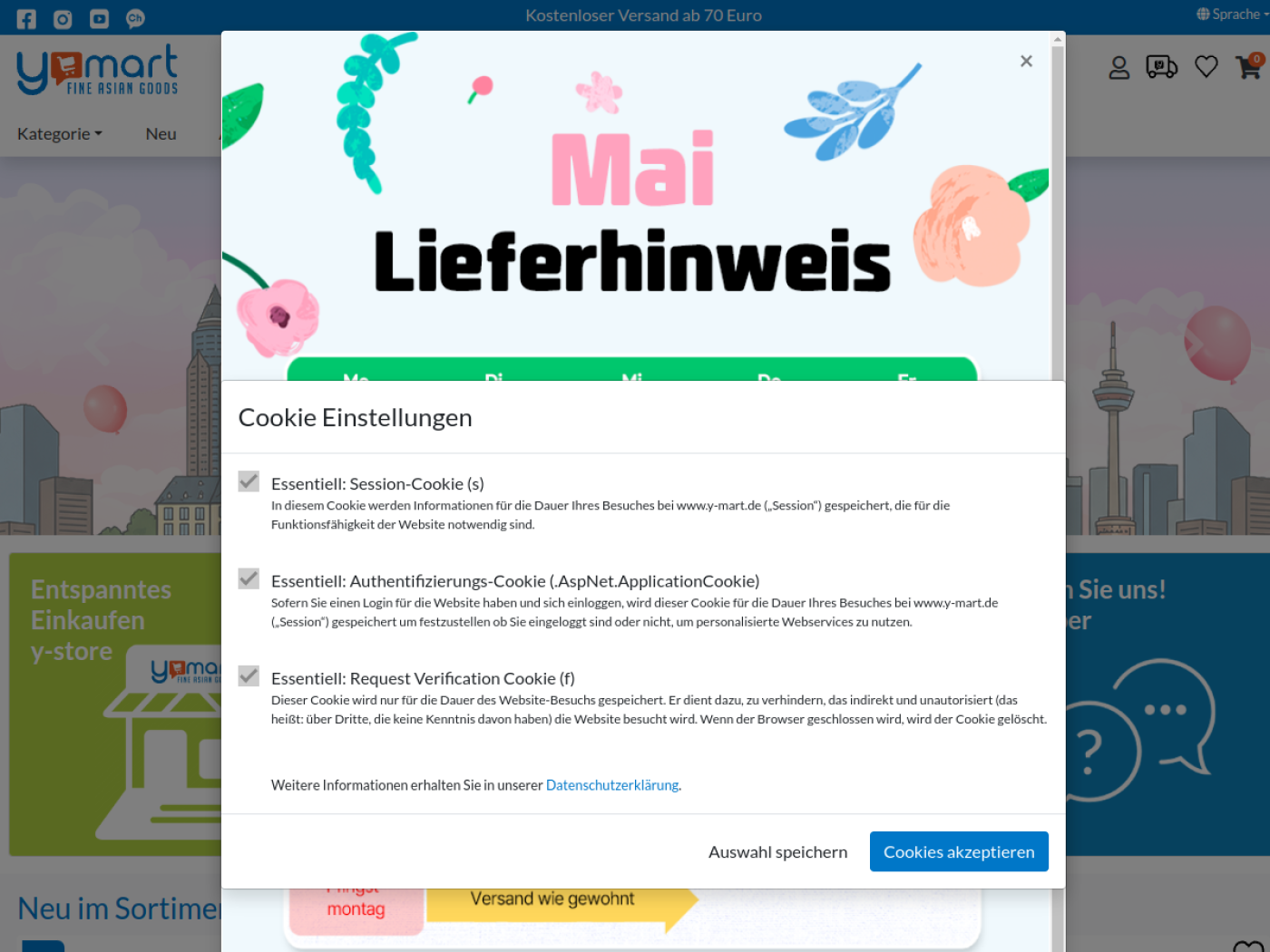 Website-Screenshot von y-mart