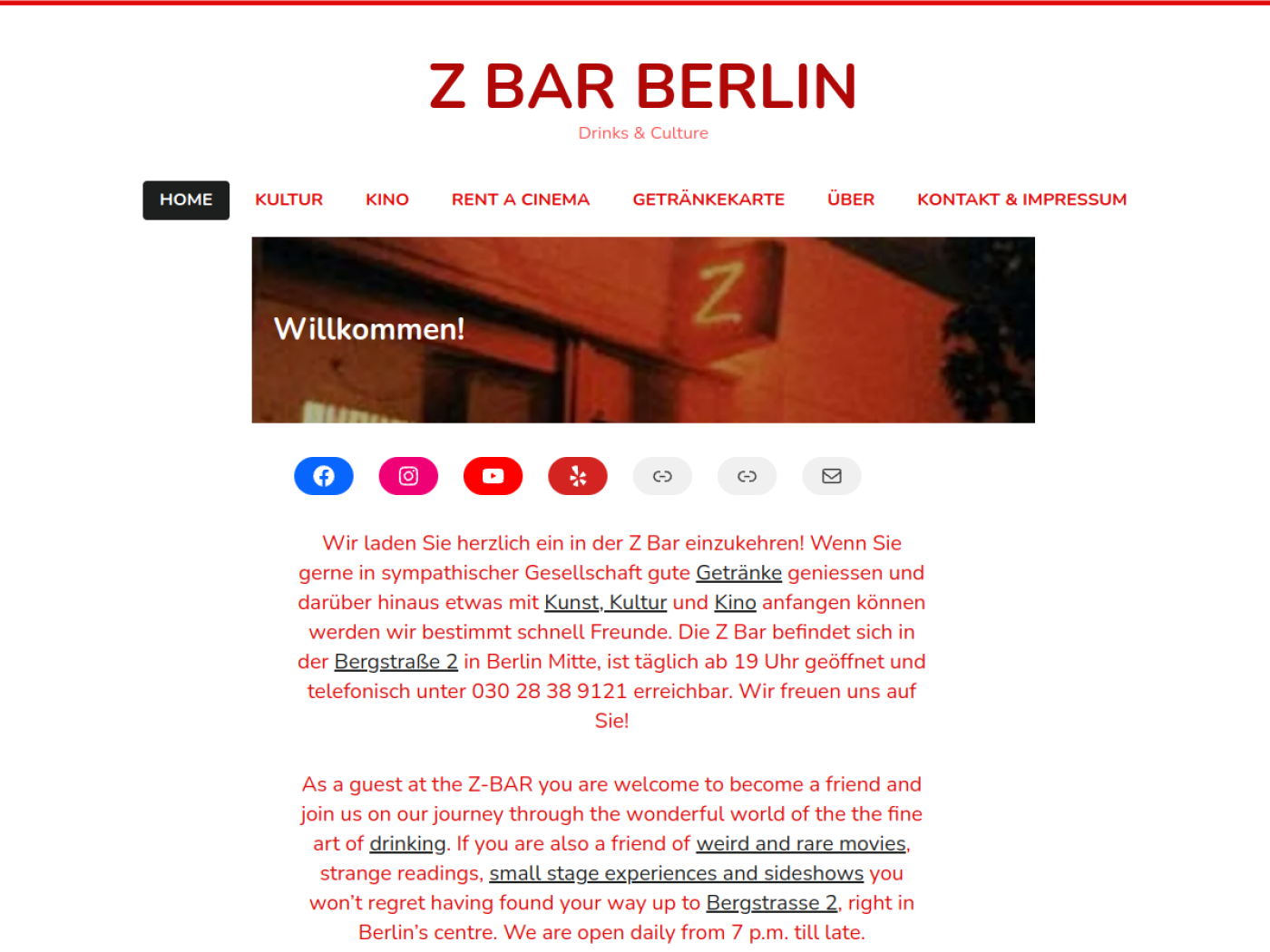 Website-Screenshot von Z-Bar