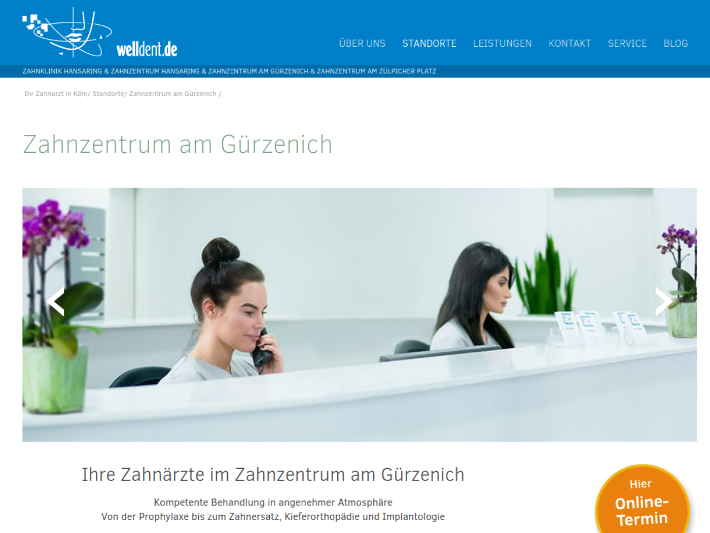 Website-Screenshot von Zahnzentrum am Gürzenich