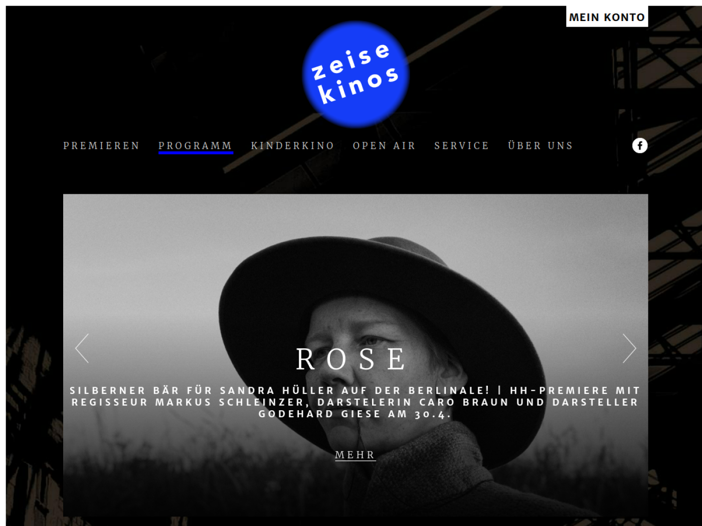 Website-Screenshot von zeise kinos