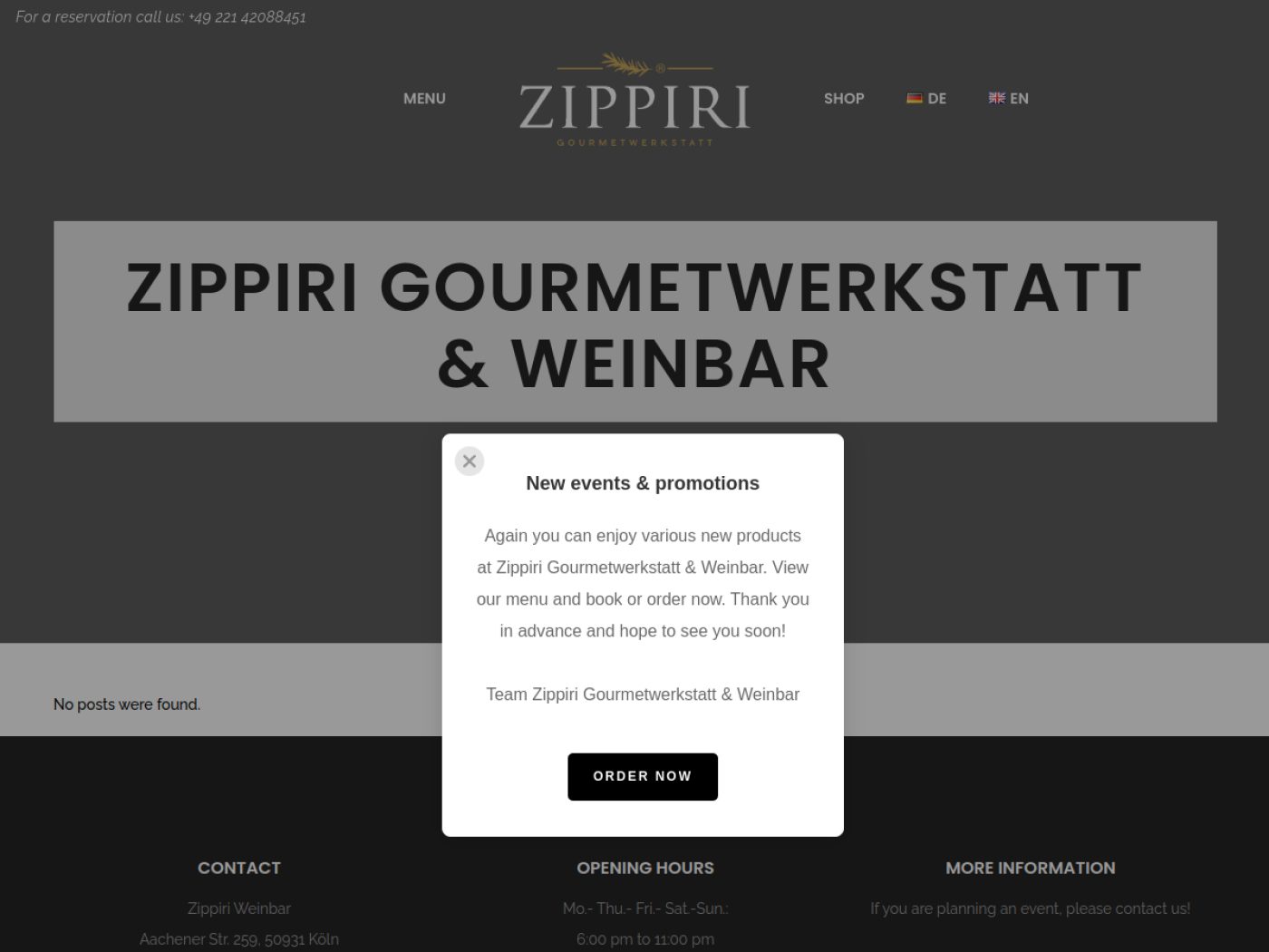Website-Screenshot von Zippiri Weinbar
