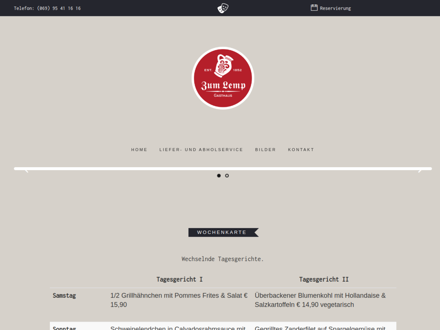 Website-Screenshot von Zum Lemp