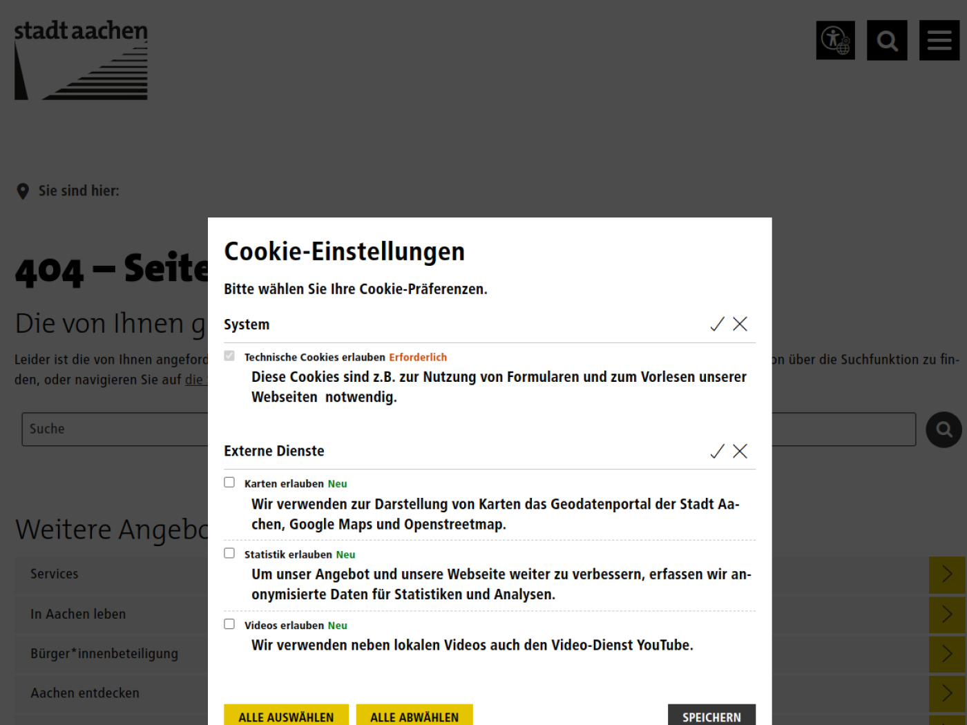 Website-Screenshot von Aachener Stadtbetrieb