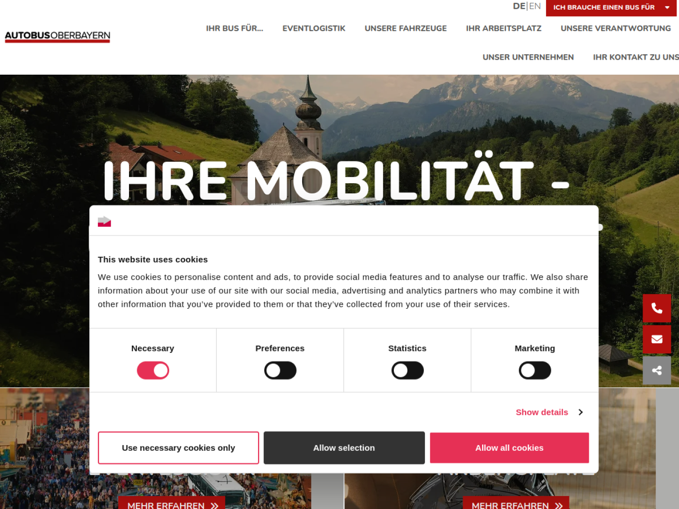 Website-Screenshot von AutobusOberbayern