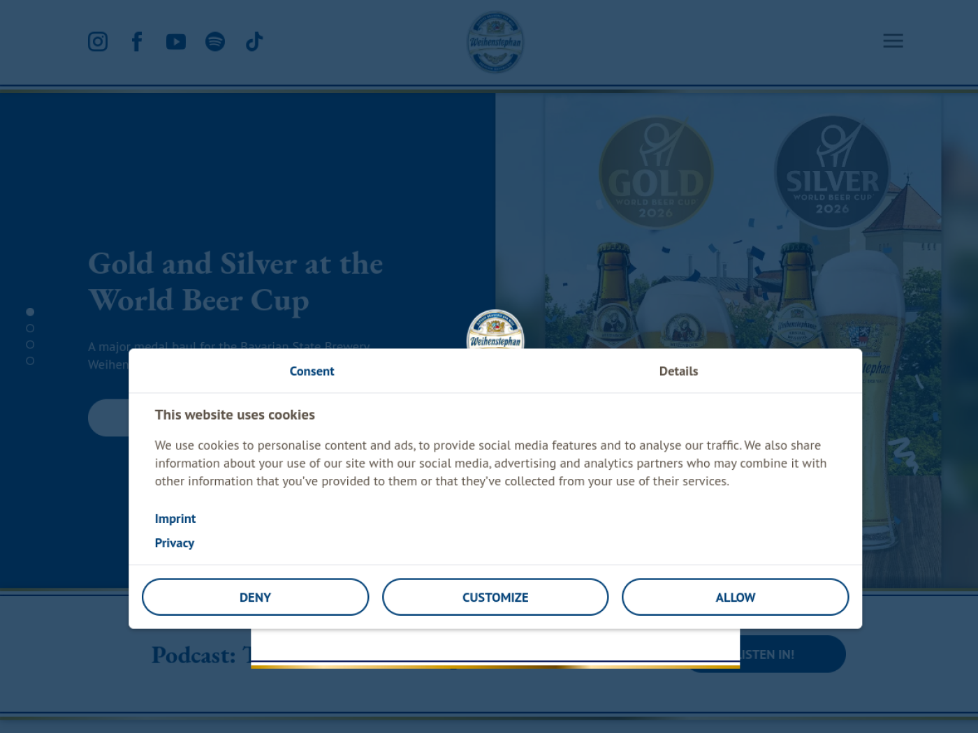 Website-Screenshot von Bayerische Staatsbrauerei Weihenstephan
