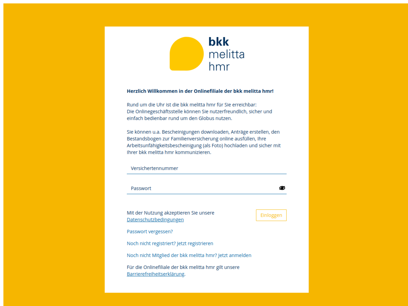Website-Screenshot von BKK HMR