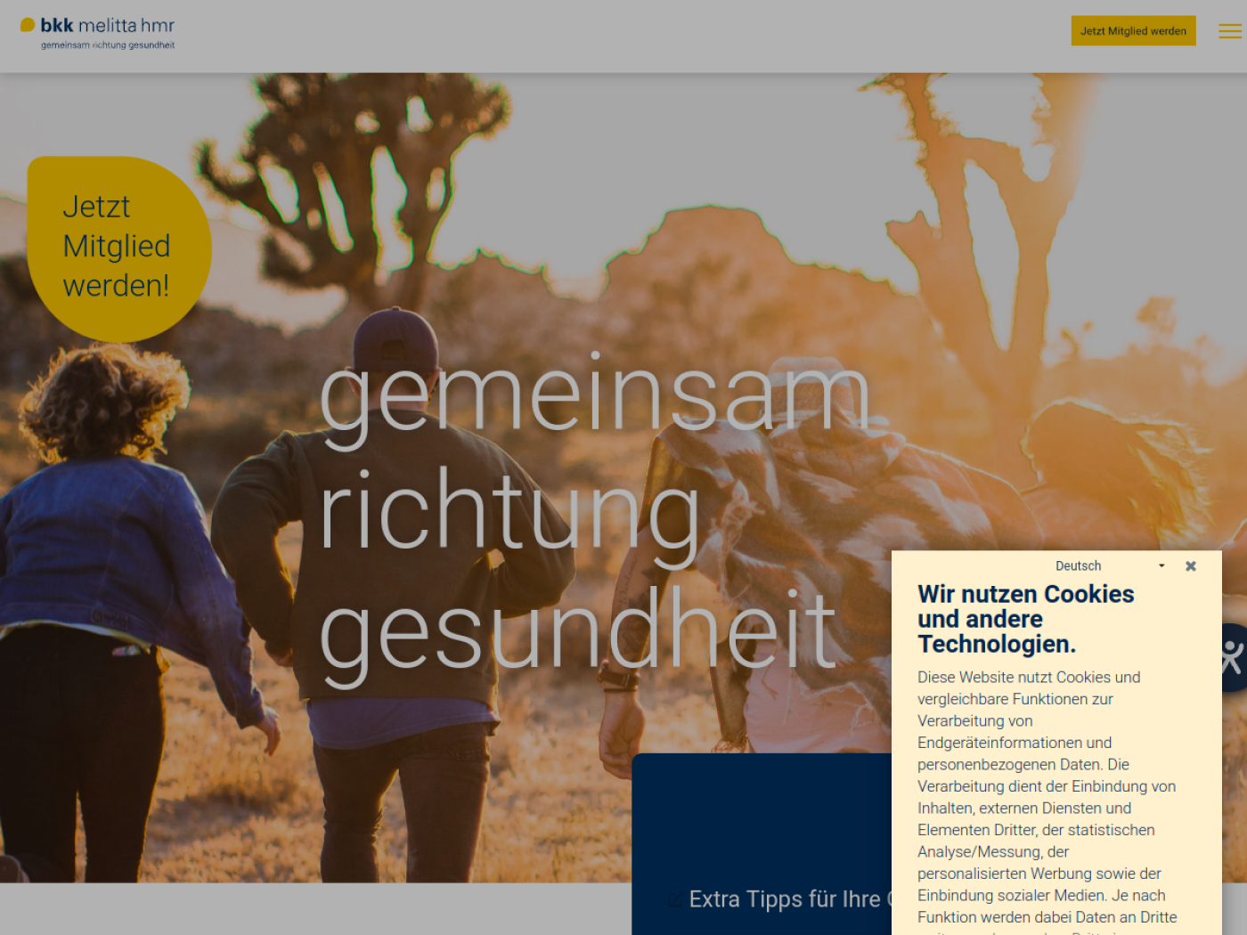 Website-Screenshot von BKK Melitta Plus
