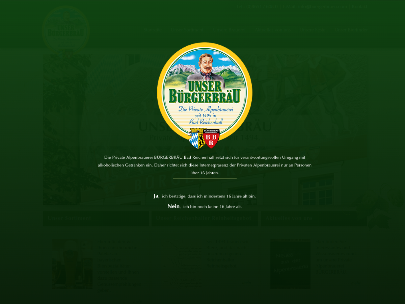 Website-Screenshot von Bürgerbräu Bad Reichenhall