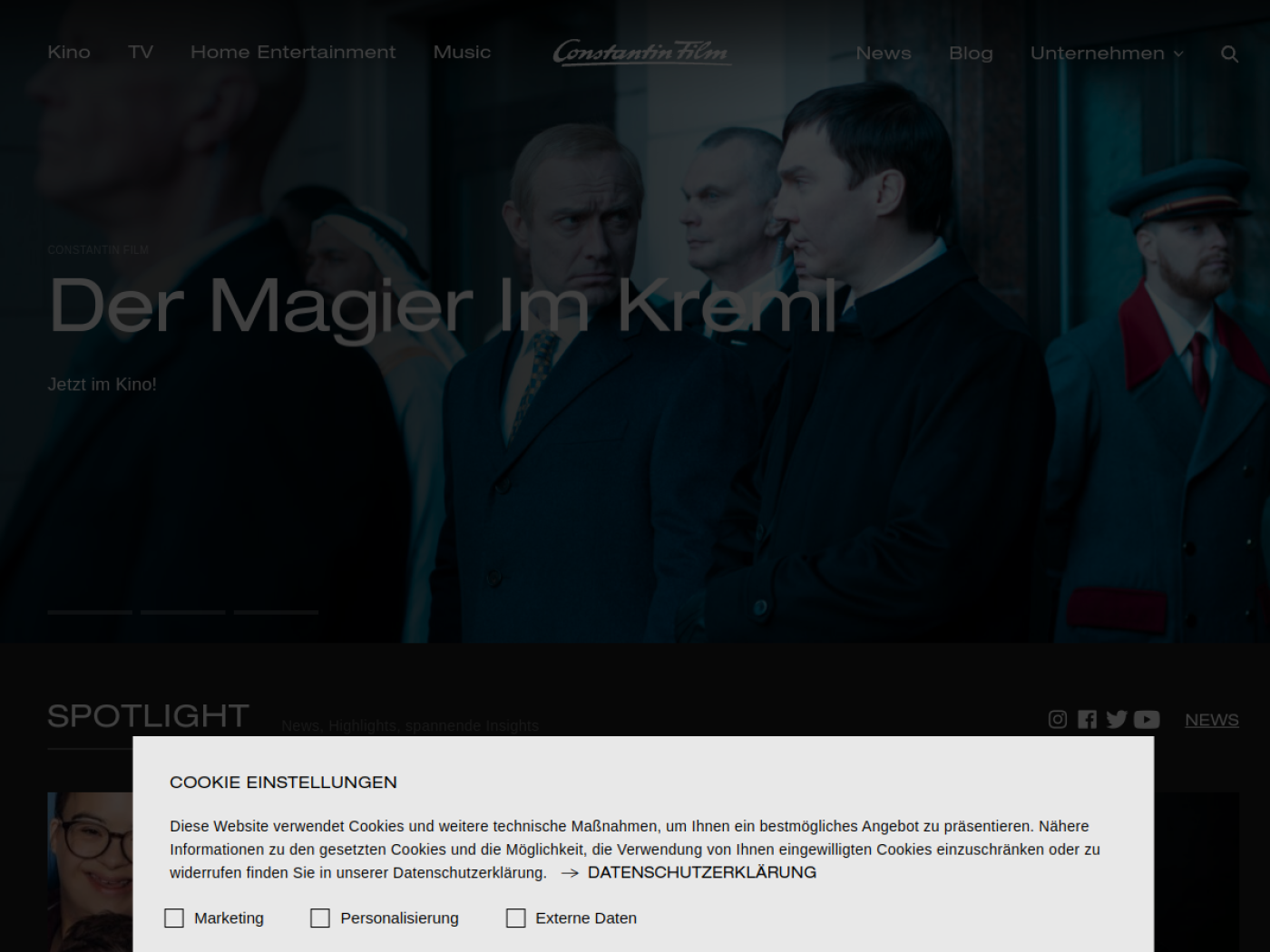 Website-Screenshot von Constantin Film