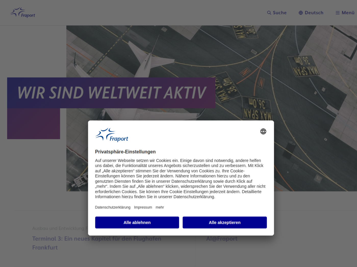 Website-Screenshot von Fraport