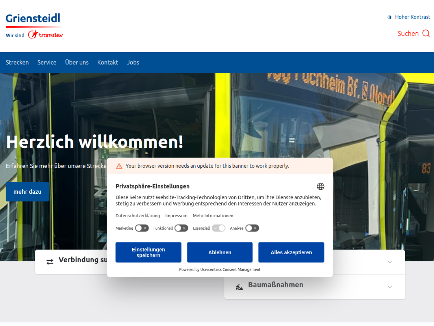 Website-Screenshot von Griensteidl (Unternehmen)