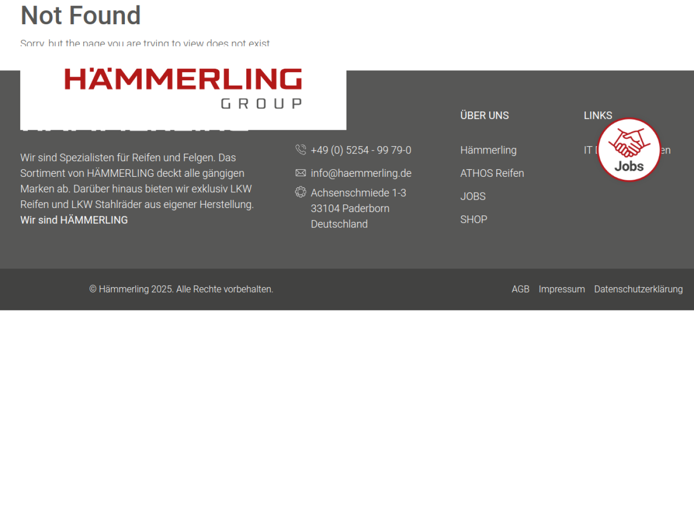 Website-Screenshot von Hämmerling The Tyre Company GmbH