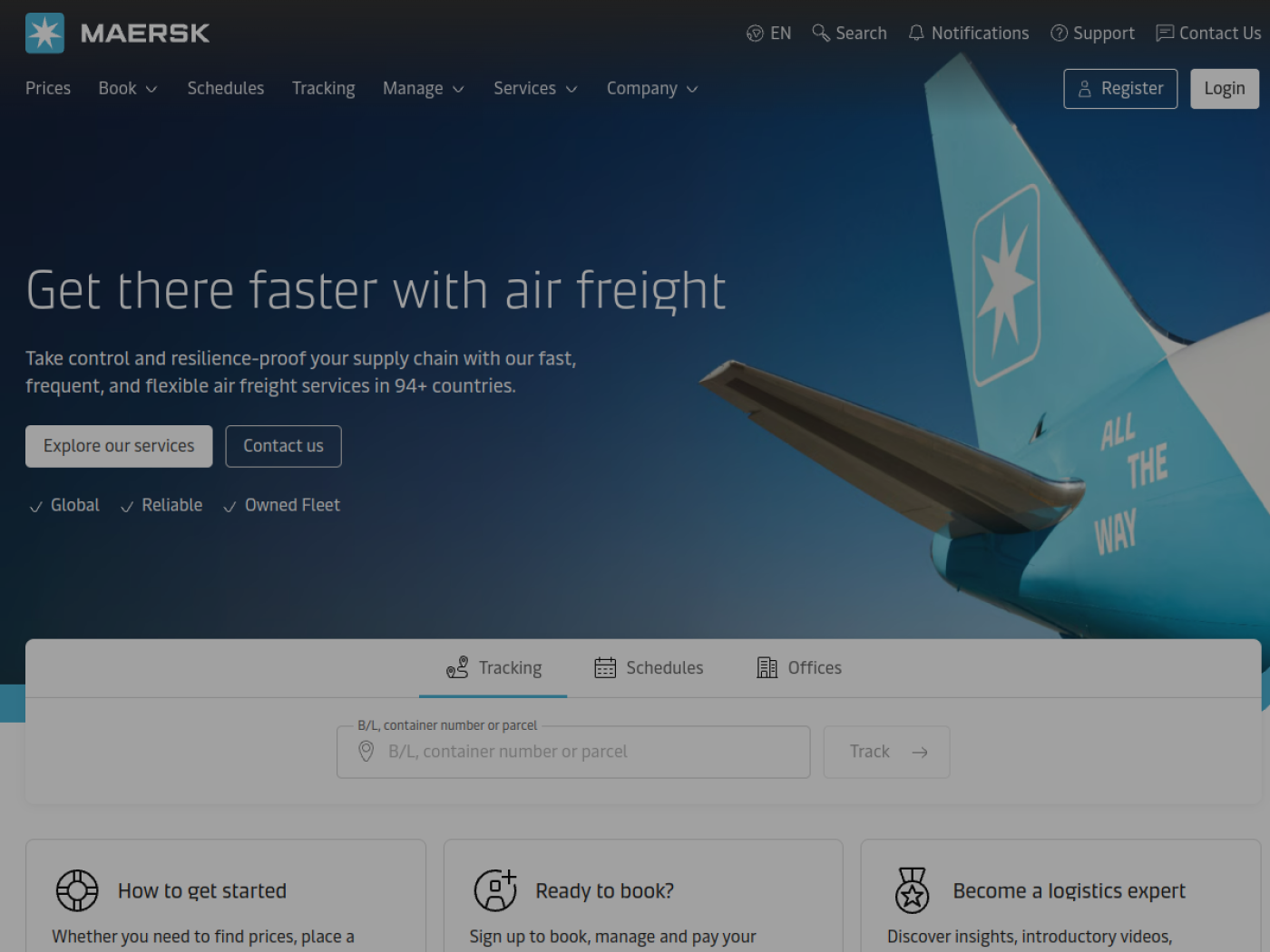 Website-Screenshot von Hamburg Süd