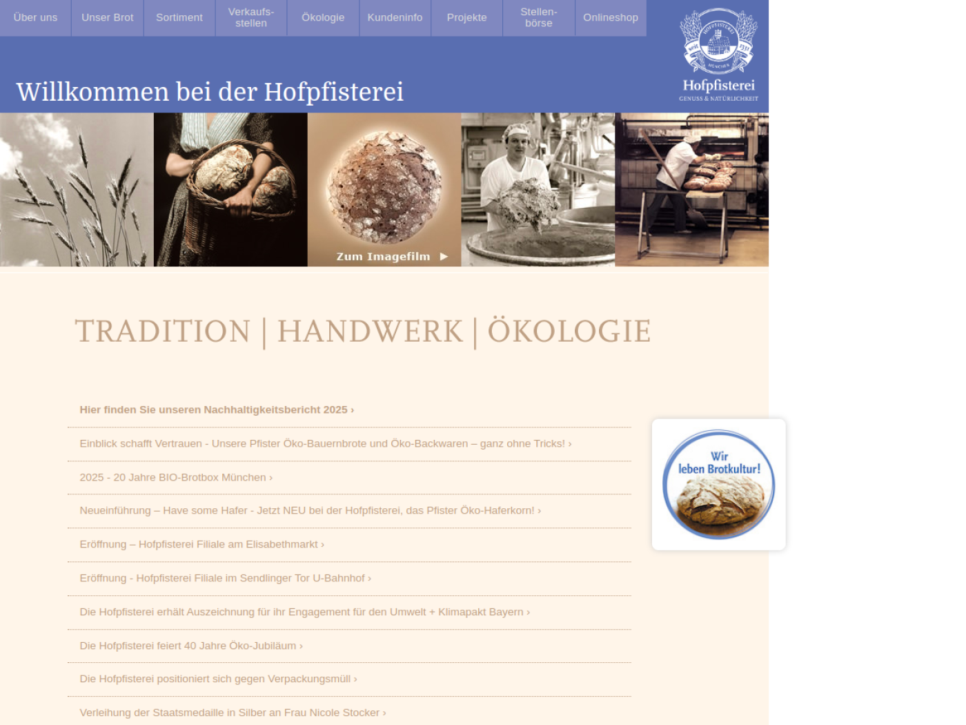 Website-Screenshot von Hofpfisterei