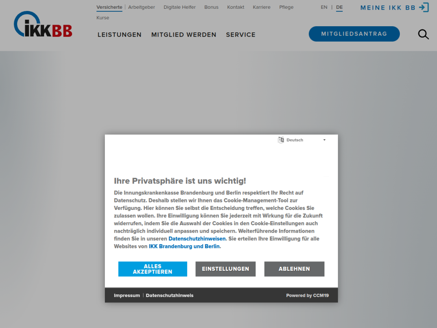 Website-Screenshot von Innungskrankenkasse Brandenburg und Berlin
