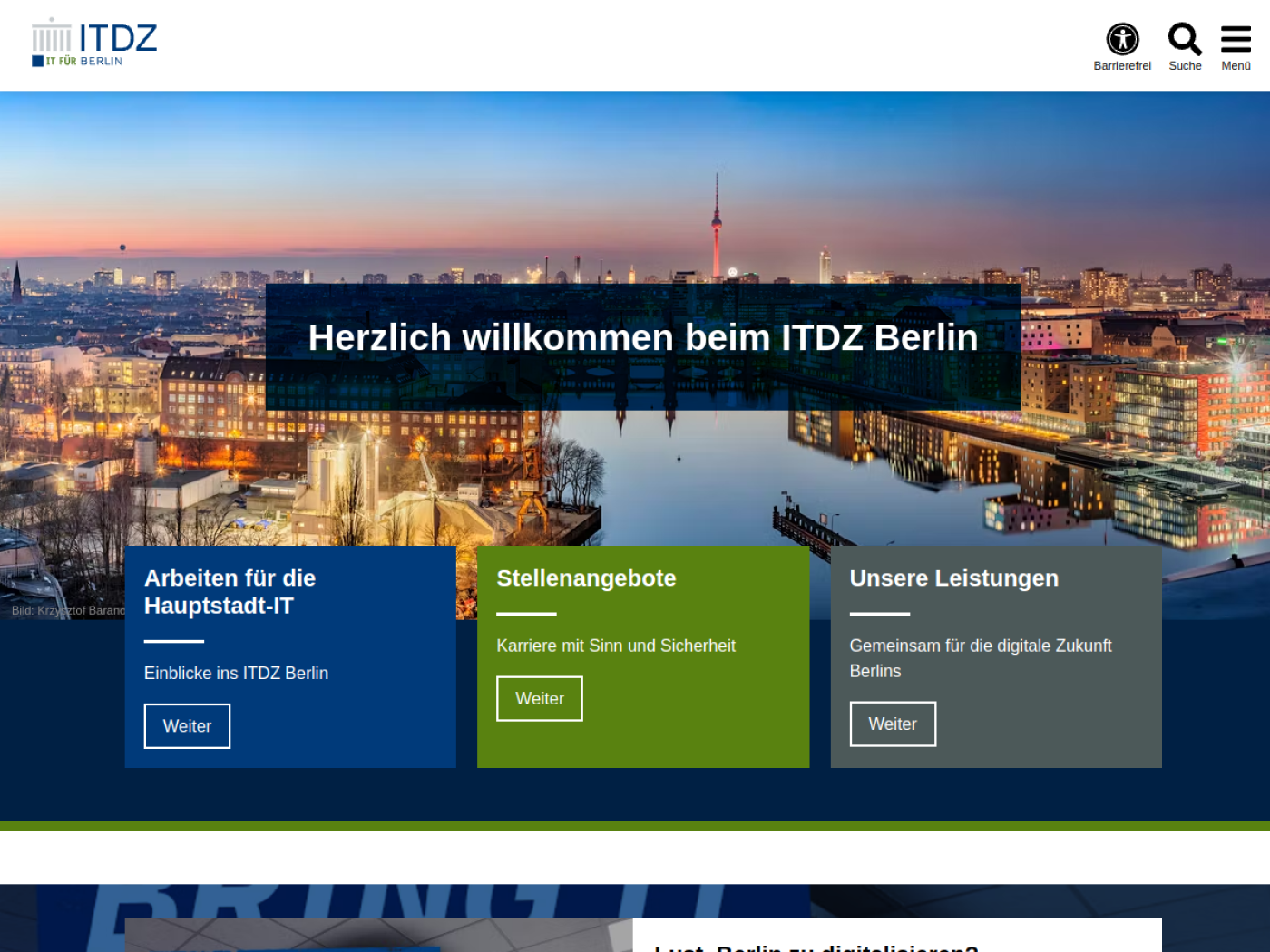Website-Screenshot von IT-Dienstleistungszentrum Berlin