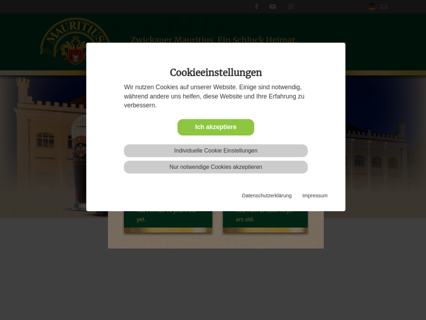 Website-Screenshot von Mauritius Brauerei Zwickau