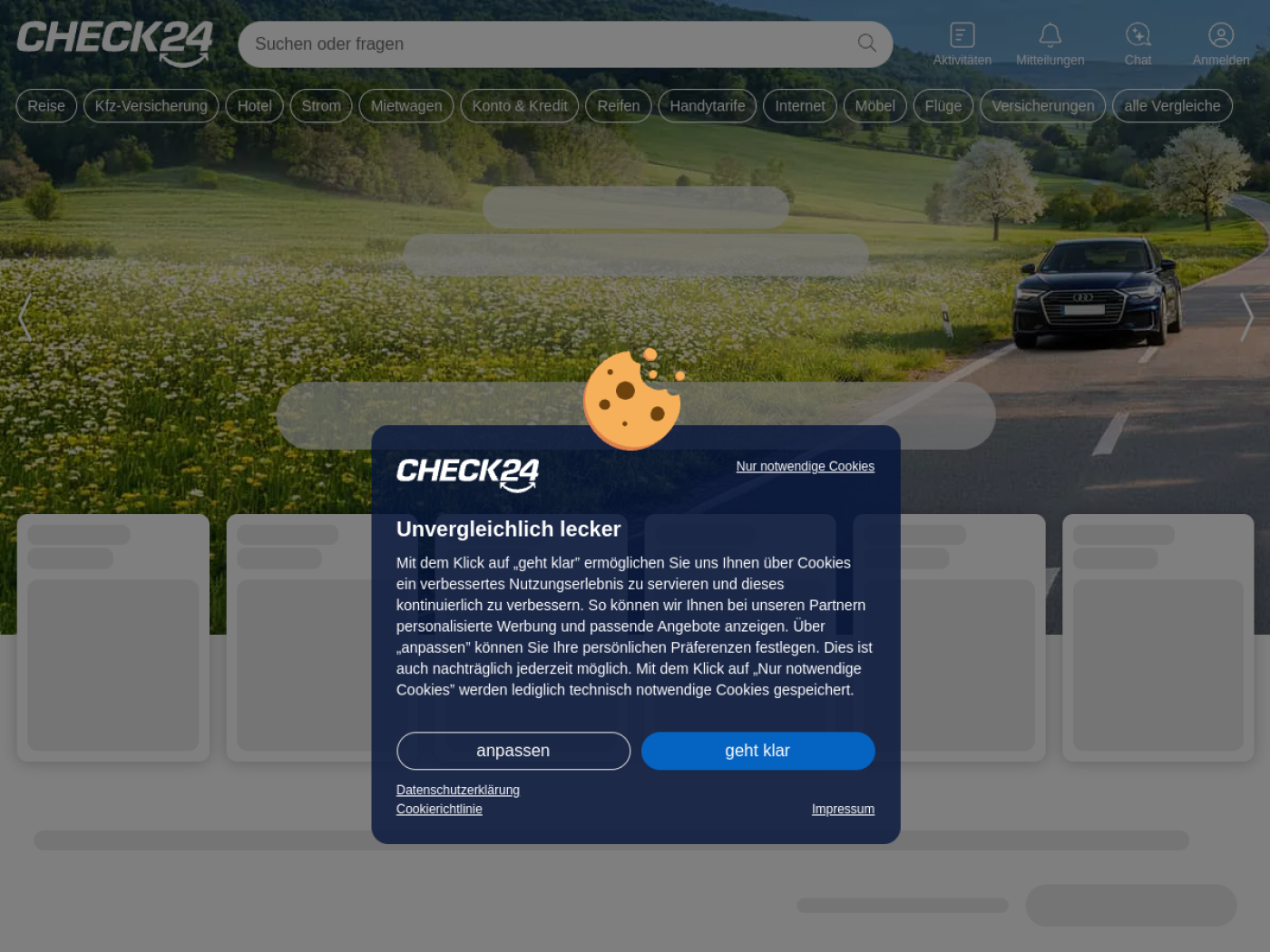 Website-Screenshot von Check24