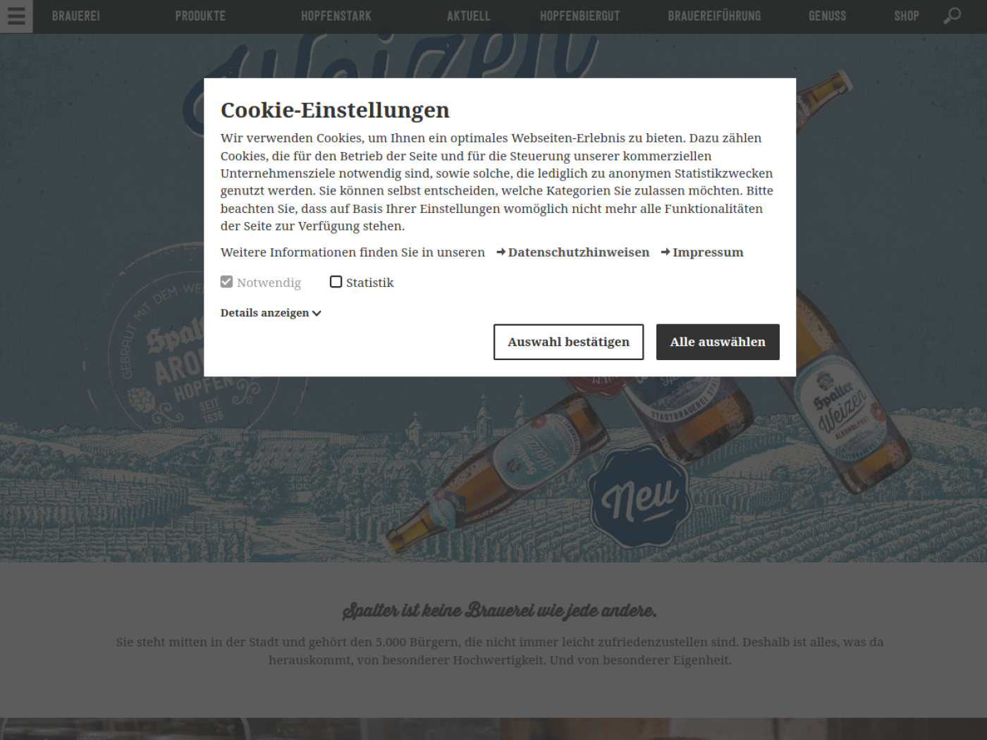 Website-Screenshot von Stadtbrauerei Spalt