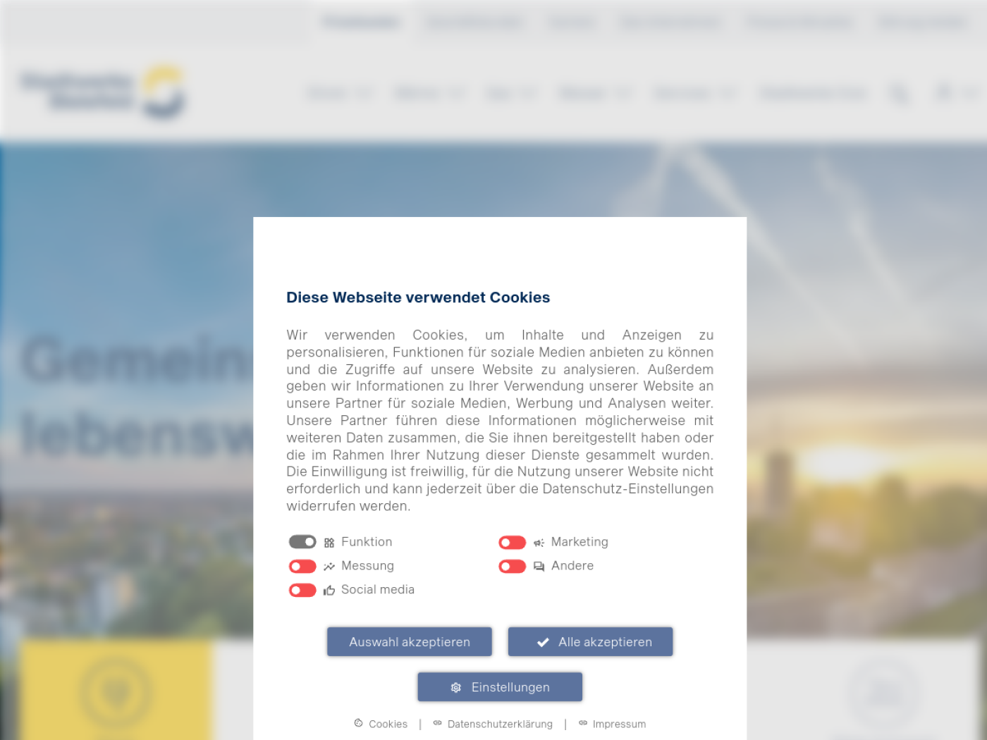 Website-Screenshot von Stadtwerke Bielefeld