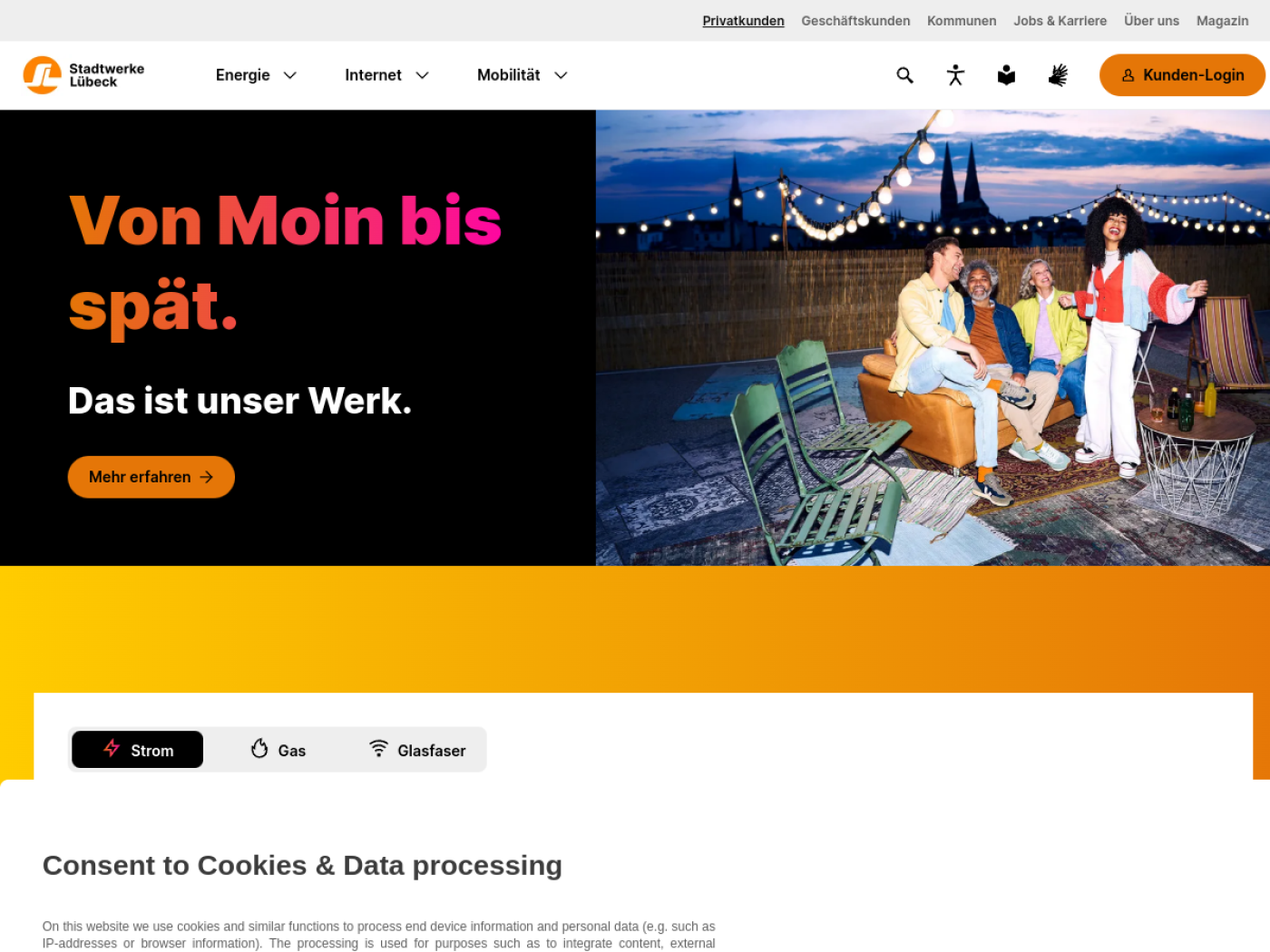 Website-Screenshot von Stadtwerke Lübeck