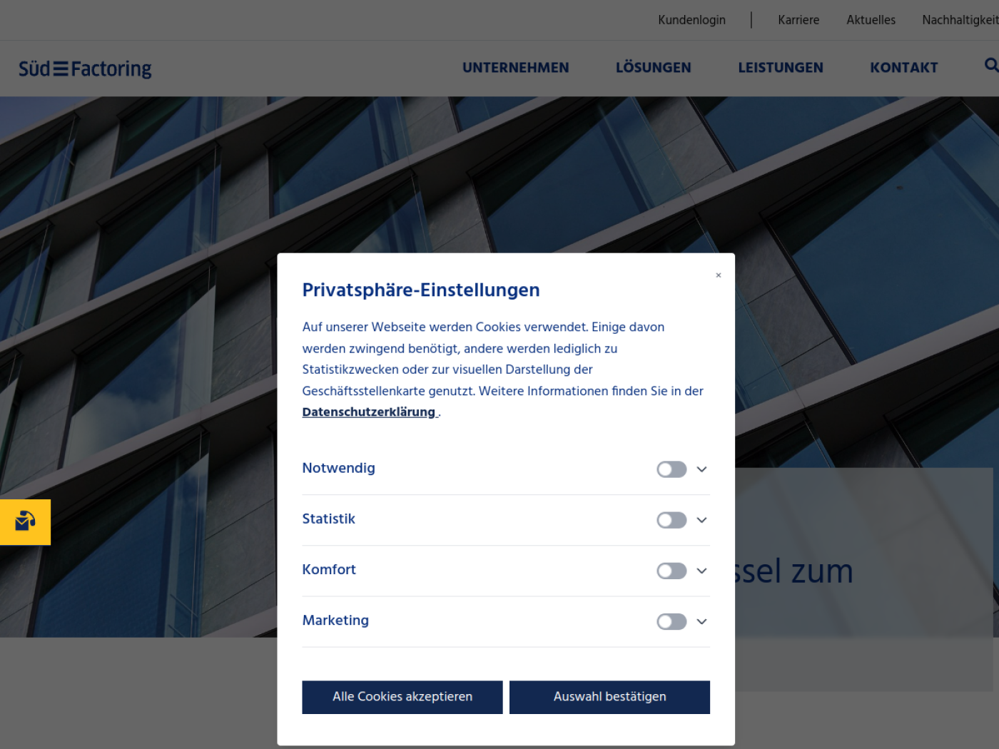 Website-Screenshot von SüdFactoring