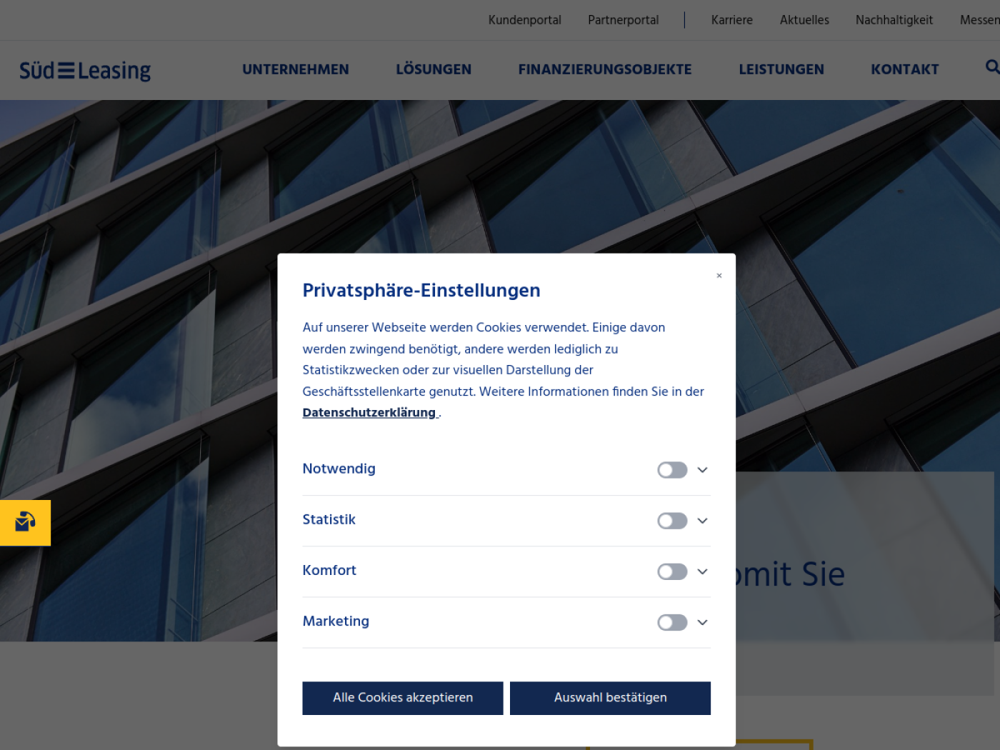 Website-Screenshot von Südleasing