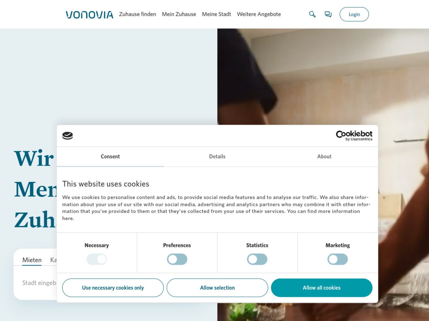 Website-Screenshot von Vonovia