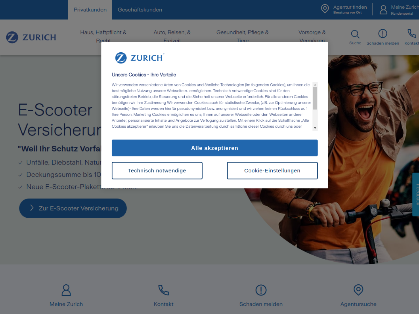 Website-Screenshot von Zurich Gruppe Deutschland