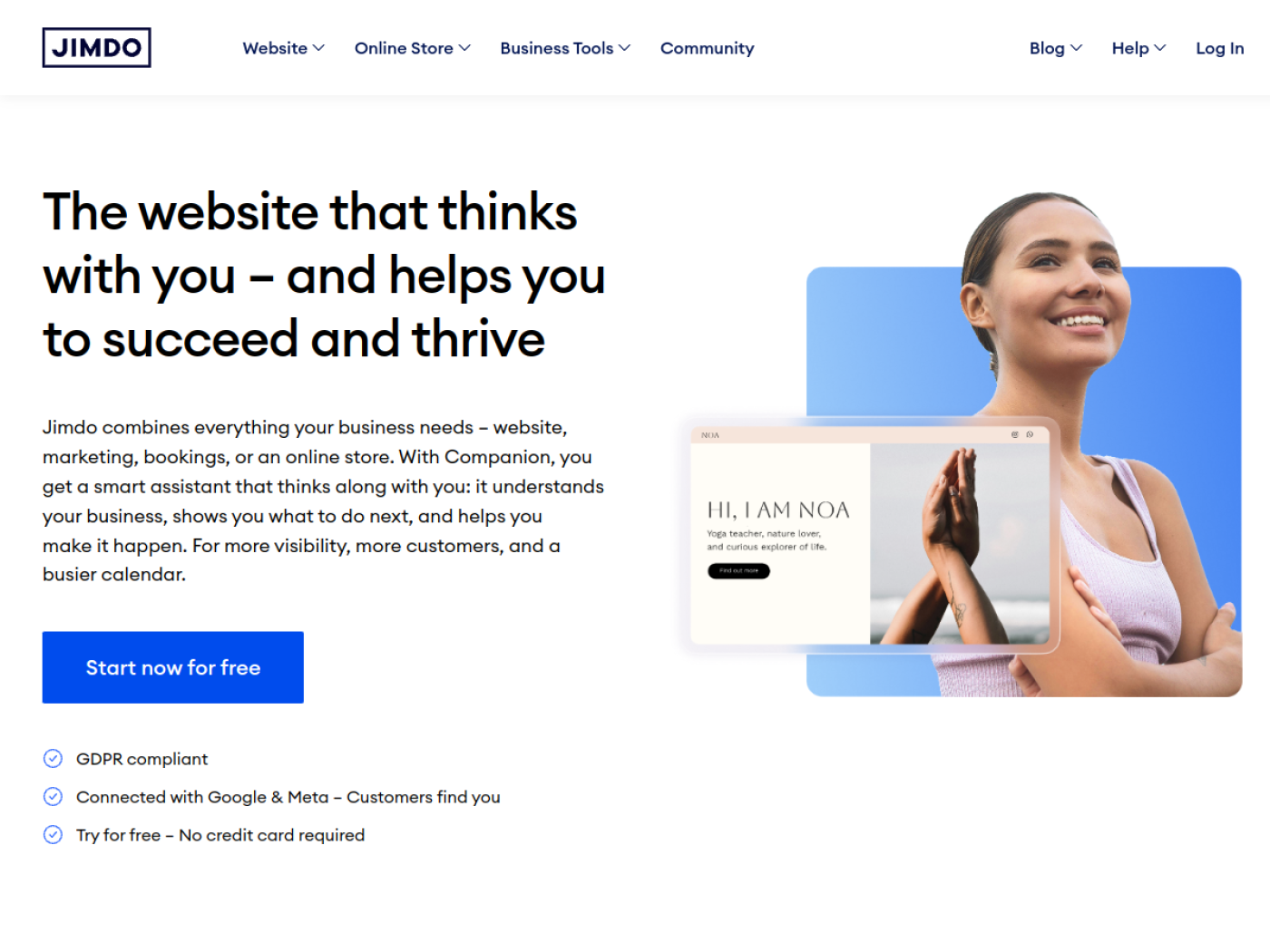 Website-Screenshot von Jimdo